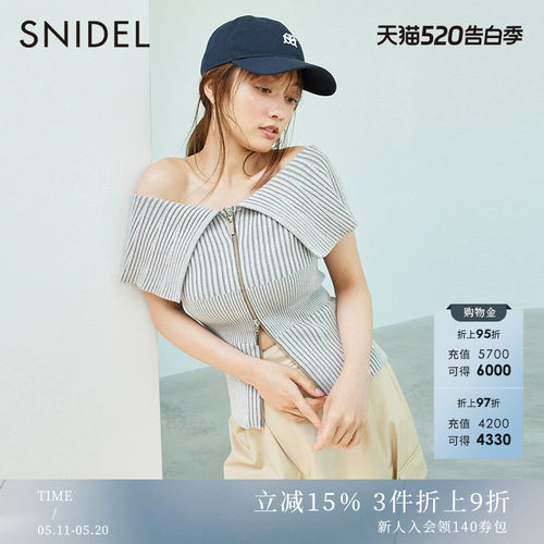 SNIDEL罗纹双拉链针织上衣