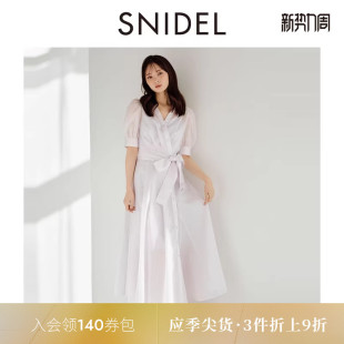 连衣裙SWFO251131 系带收腰衬衫 SNIDEL春夏款 优雅V领泡泡袖