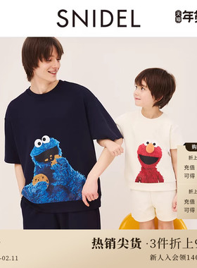SNIDEL HOME春夏款芝麻街联名短袖T恤短裤套装男SHCO241503