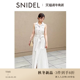 SNIDEL2025秋冬新品气质翻领系带收腰无袖衬衫连衣裙SWFO254023