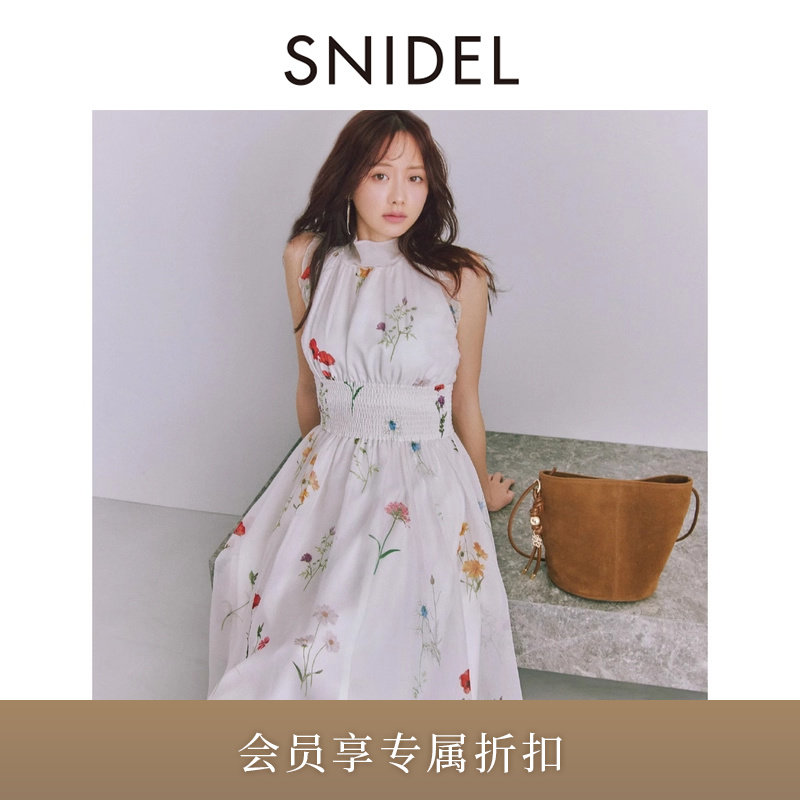 SNIDEL2025春夏新品优雅蝴蝶结系带荷叶边无袖连衣裙SWFO252071