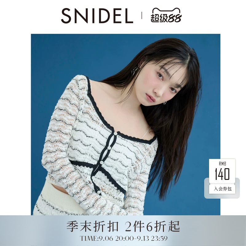 SNIDEL2026春夏新品蕾丝方领长袖钩织镂空针织衫上衣SWNT261156图片