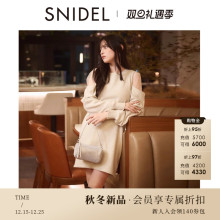 SNIDEL2025秋冬新品薄纱拼接露肩蝴蝶结系带针织连衣裙SWNO255020