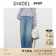 SNIDEL2025秋冬新品 SWFP255305 复古牛仔裤 时尚 百搭高腰直筒阔腿裤