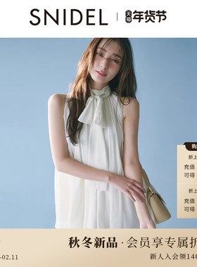 SNIDEL2025秋冬新品甜美仙女无袖领结衬衫短裙裤套装SWFO254012