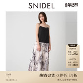 SNIDEL秋冬款 甜美中长款 拼接印花百褶吊带连衣裙SWFO244035