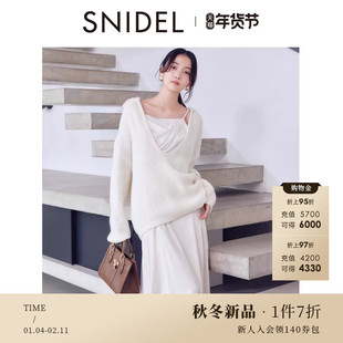 SNIDEL2025秋冬新品优雅V领长袖针织衫吊带连衣裙套装SWNO255088