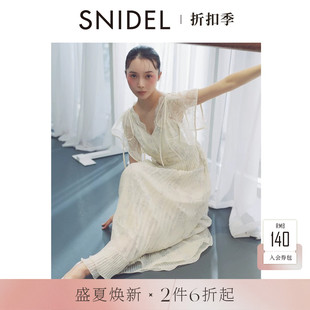 SNIDEL2026春夏新品Chacott联名蕾丝小飞袖印花连衣裙SWFO261107