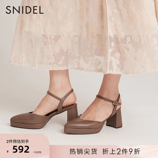 时髦淑女纯色尖头浅口粗高跟单鞋 SNIDEL秋冬款 SWGS225603