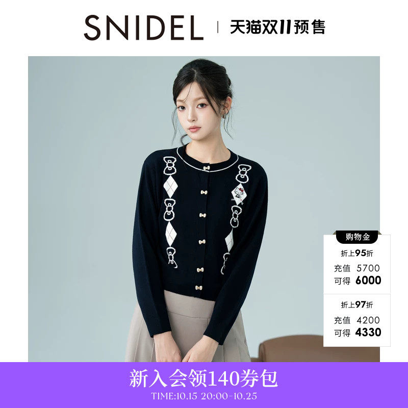 SNIDEL秋冬款HELLO KITTY联名蝴蝶结扣针织衫SWNT254241
