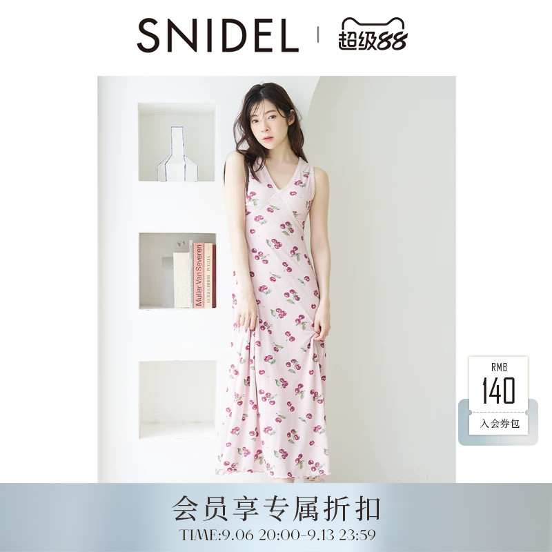SNIDEL HOME2026早秋新品甜美V领无袖樱桃印花居家睡裙SHCO264043图片