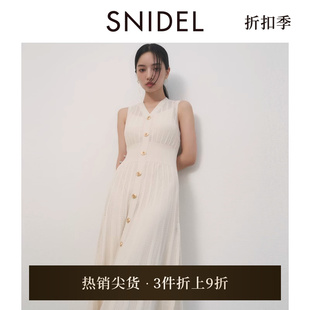 甜美百搭V领无袖 SNIDEL秋冬款 纽扣针织连衣裙SWNO244055
