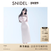 SNIDEL2025秋冬新品 优雅露背方领长袖 蝴蝶结开叉连衣裙SWFO255094
