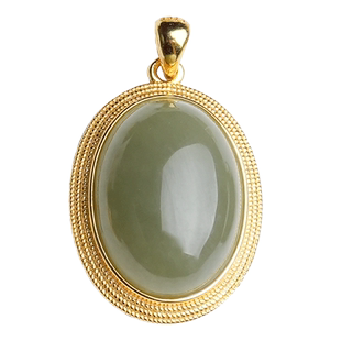 新疆和田玉碧玉平安扣吊坠玉石蛋面挂坠项链锁骨链生日礼物送女友