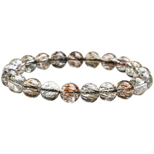 天然黑金超七水晶手链骨干顺发钛晶手串单圈生日礼物送闺蜜男女友