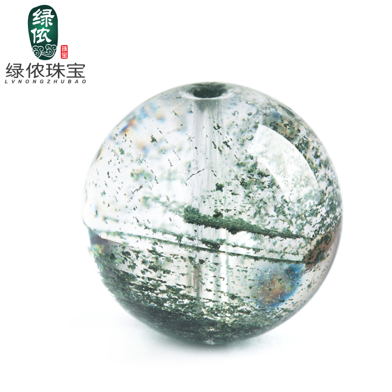 diy天然绿幽灵配件红皮散珠