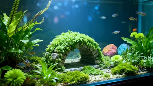 迷你高珍珠拱桥鱼缸水草特色造景前景懒人水培增氧活体水陆缸水草