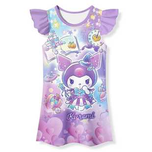 夏季薄款睡衣女童睡裙中大童女孩可爱卡通库洛米家居服女童连衣裙