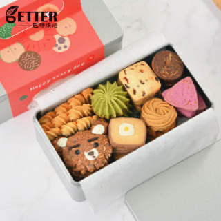 圣诞手工曲奇饼干礼盒伴手礼礼物多口味工动物黄油铁盒下午茶包邮
