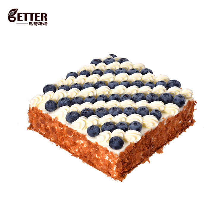 新鲜蓝莓轻乳酪芝士拿破仑千层酥生日蛋糕动物奶油青岛同城配送