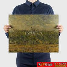 饰画 怀旧复古牛皮纸海报 名画油画海报 卧室装 麦田云雀 梵高 经典