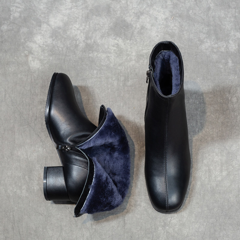 冬季皮毛一体女靴保暖加厚纯羊毛中跟短靴女真皮东北大棉鞋子大码,女鞋,时装靴,淘宝优惠券,粉丝福利购,淘宝优惠卷