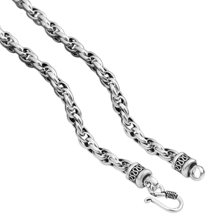 富贵鹿s925银霸气浮夸男士麻花项链锁骨链复古泰银时尚颈链银饰品