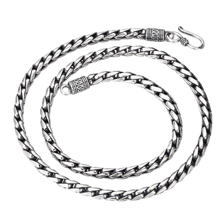 经典男士纯银手工龙骨链麻花项链复古做旧简约流行首饰锁骨链单带