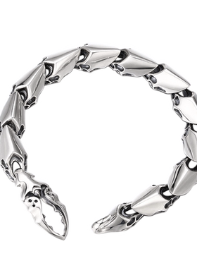 日本工匠设计复古纯银做旧男生蝎子手链个性潮流首饰朋克摇滚泰银