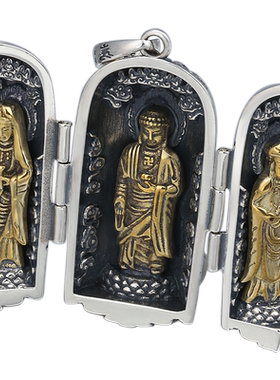 西方三圣车挂饰大吊坠纯银男士