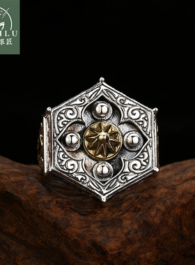 富贵鹿男士925纯银八卦戒指