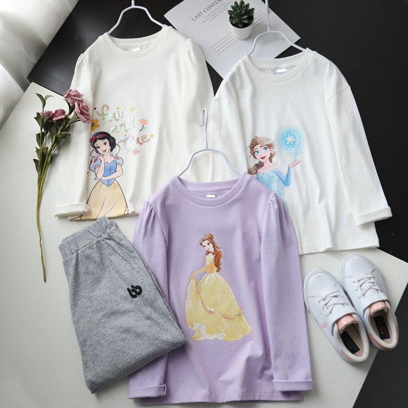 柜货 女童 春装卡通梦幻爱莎白雪公主圆领长袖T恤小中大童学生媛,童装/婴儿装/亲子装,T恤,淘宝优惠券,粉丝福利购,淘宝优惠卷