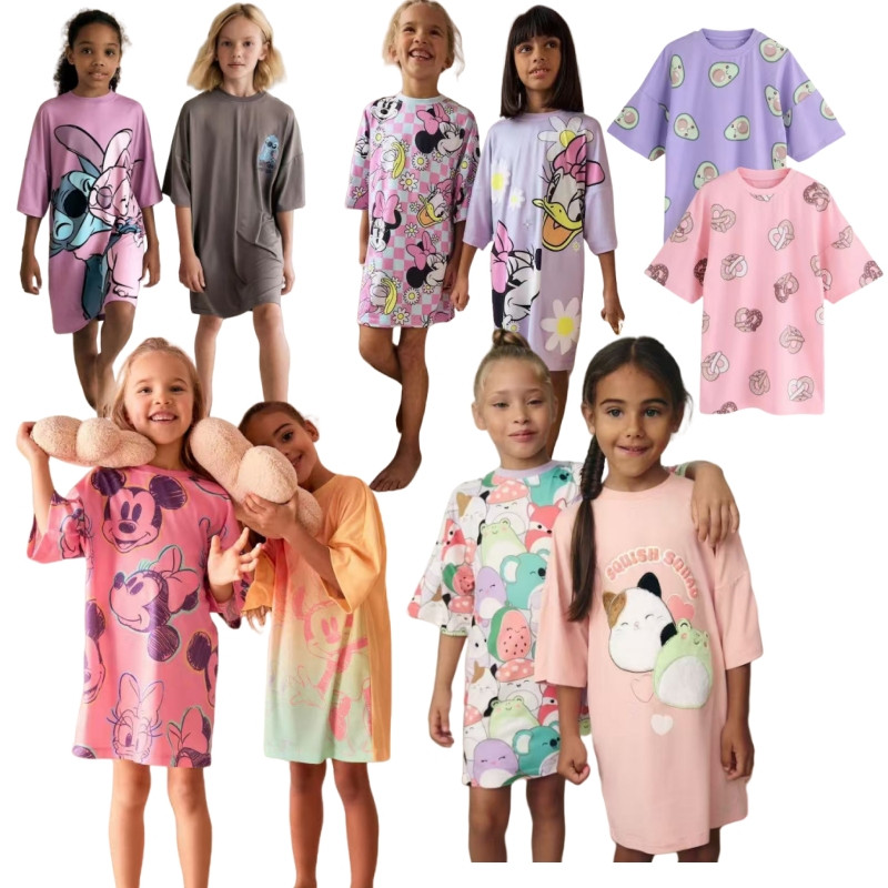 英国原单N 新款女童卡通短袖家居服睡裙 宽松落肩睡衣小中大童鑫,童装/婴儿装/亲子装,连衣裙,淘宝优惠券,粉丝福利购,淘宝优惠卷