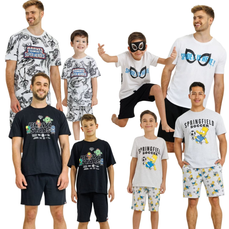外贸原单男童卡通动漫圆领短袖短裤睡衣家居服套装小中大童可亲子,童装/婴儿装/亲子装,套装,淘宝优惠券,粉丝福利购,淘宝优惠卷