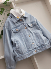 Детская куртка Жан 女童时尚潮范韩版公主水洗棉牛仔外套 夹克上衣中大童 The