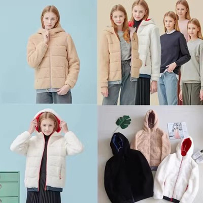 秋冬装少女大童成人冬季保暖颗粒绒夹克厚外套撞色徽标学生装鑫