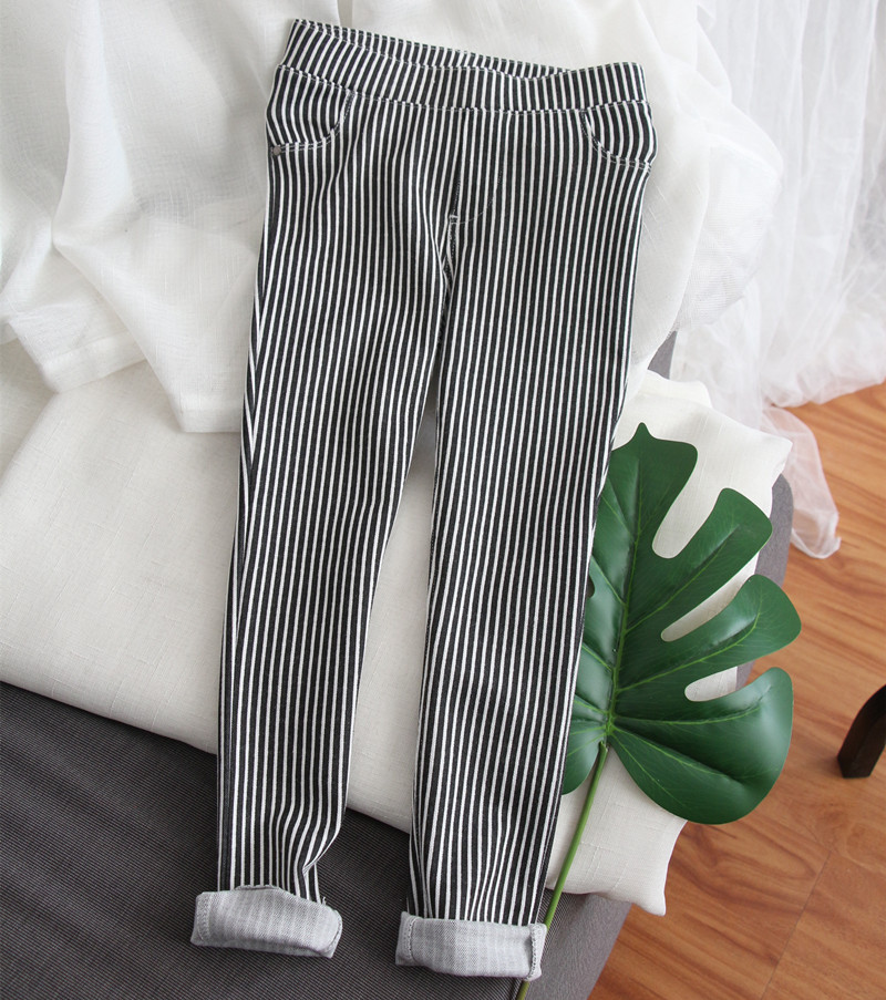外贸原单 女童竖条纹显瘦弹力铅笔裤小脚裤休闲裤 特价琦