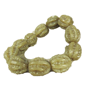 守选天然和田玉核桃手链 手工雕刻黄白老玉手串 男女糖玉饰品