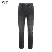 威杰思2025夏季 磨白个性 新款 VJC 男士 潮流水洗牛仔裤 高街休闲裤