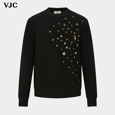 【节庆印花】VJC/威杰思2025秋冬新款男肌理感针织休闲衫长袖打底