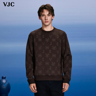VJC/威杰思2025秋冬新款男装时尚印花长袖针织卫衣B24DE1270