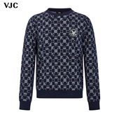 威杰思2025秋季 卫衣时尚 新款 VJC 男装 摩登通勤撞色长袖 绣花打底衫