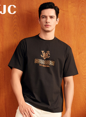 【100%棉】VJC2025夏季新款纯棉男装休闲烫钻T恤衫短袖针织上衣