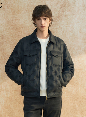 【绗缝刺绣】VJC/威杰思2025秋冬新款男装90鹅绒翻领羽绒服