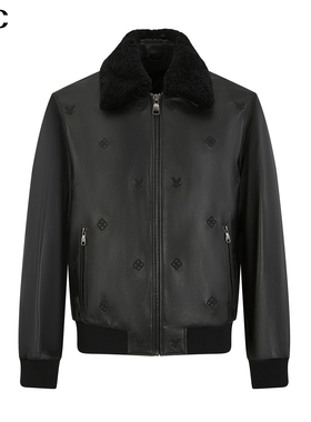 VJC/威杰思2025秋冬新款男装摩登时尚翻领皮衣B24DK1603