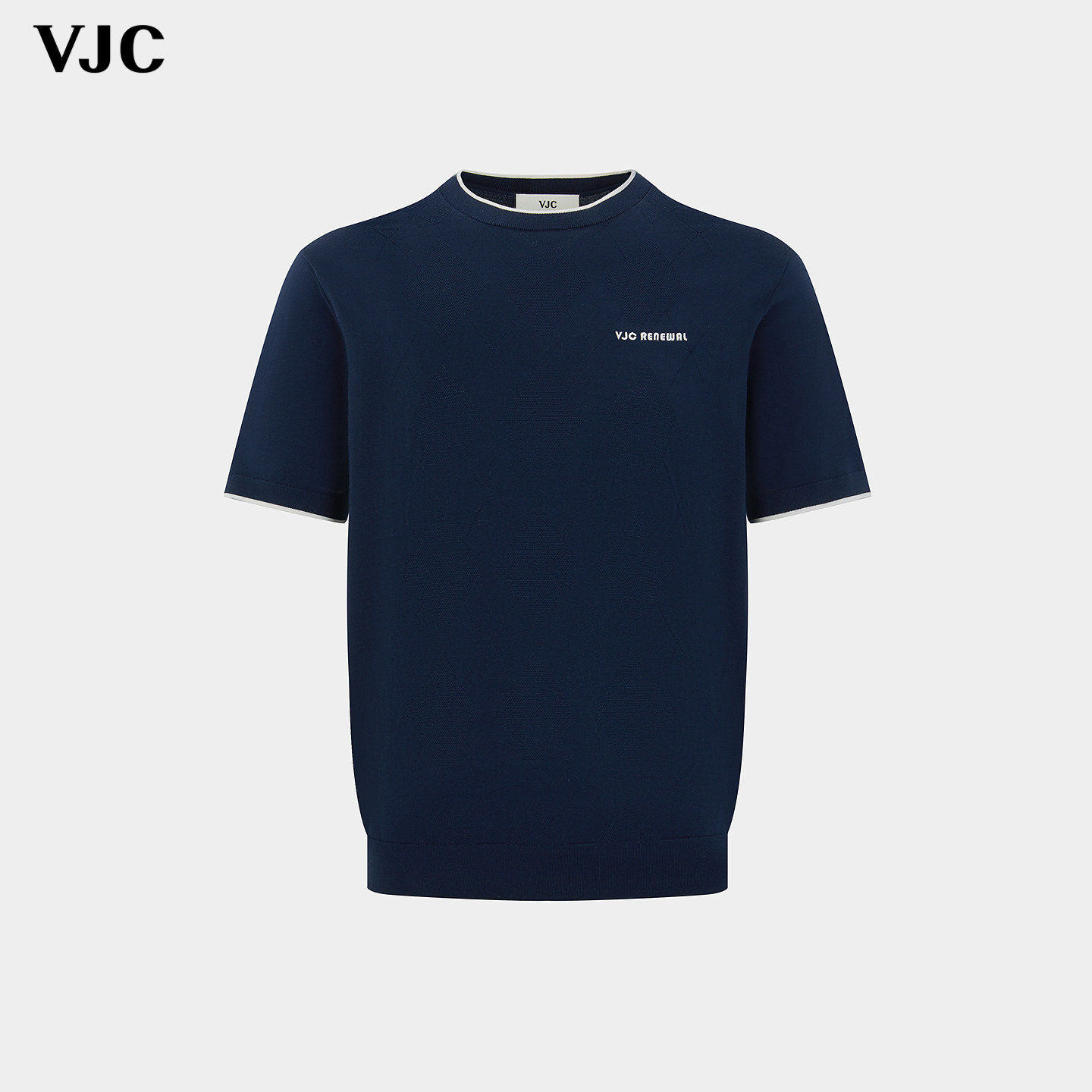 VJC/威杰思2026春夏新款男装针织短袖T恤撞色织条圆领,男装,T恤,淘宝优惠券,粉丝福利购,淘宝优惠卷