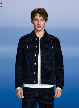 【印花牛仔外套】VJC/威杰思2025新款时尚肌理感老花翻领摩登正肩