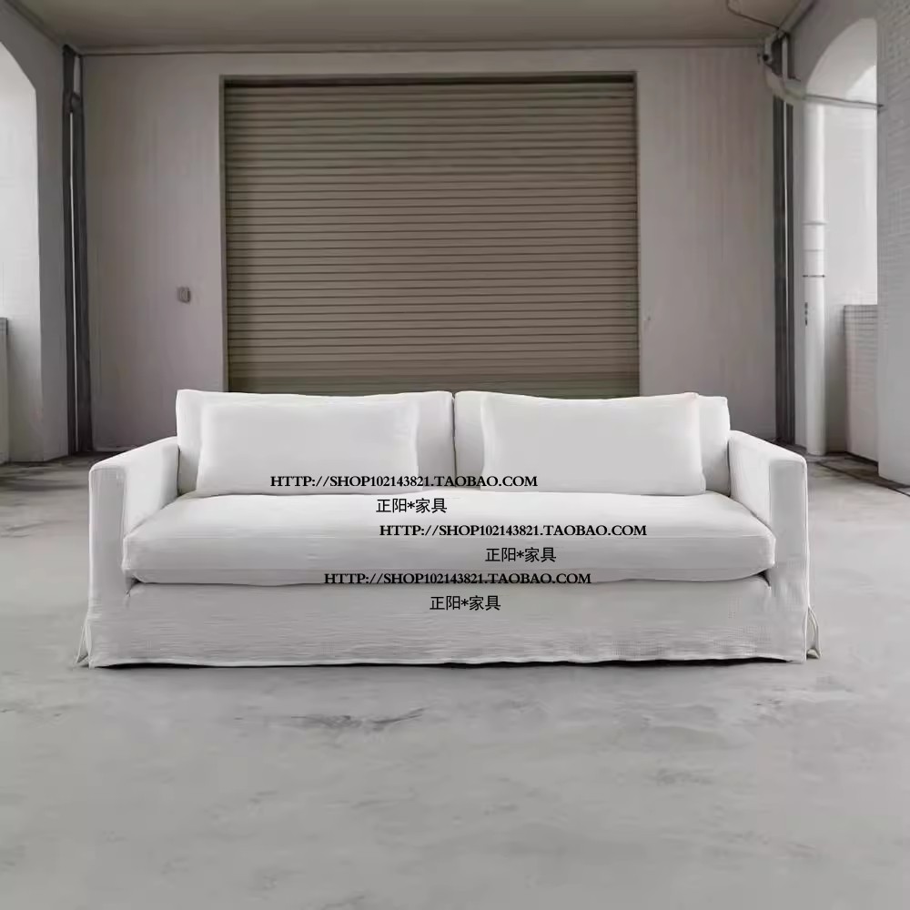 亚麻布艺双人三人位沙发北欧海绵