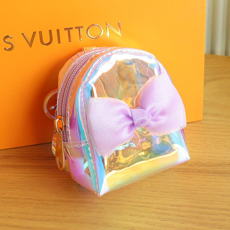 2025新款创意零钱包书包挂件公主彩虹镭射透明仙女学生钥匙扣钱包