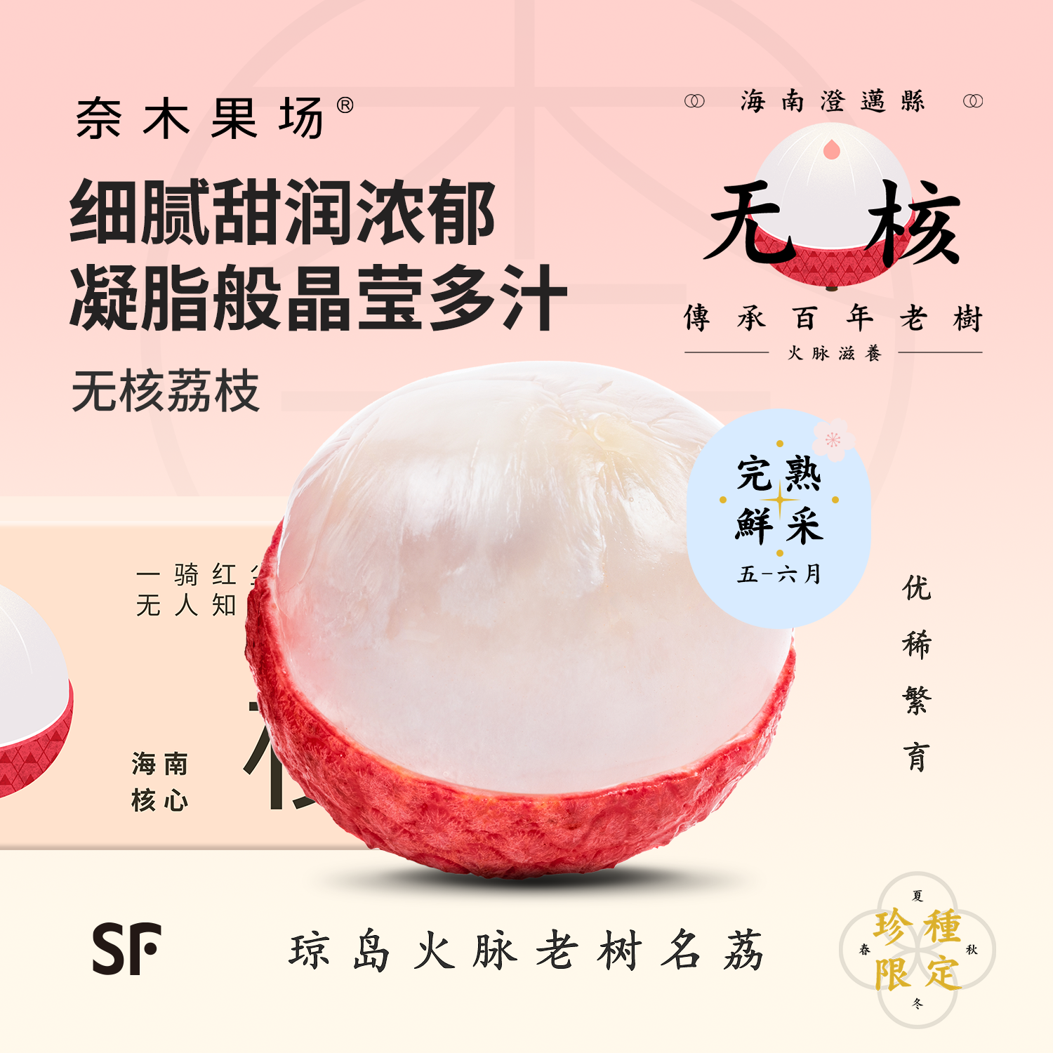 奈木果场澄迈老树无核荔枝海南精品特级新鲜多汁干包顺丰空运礼盒